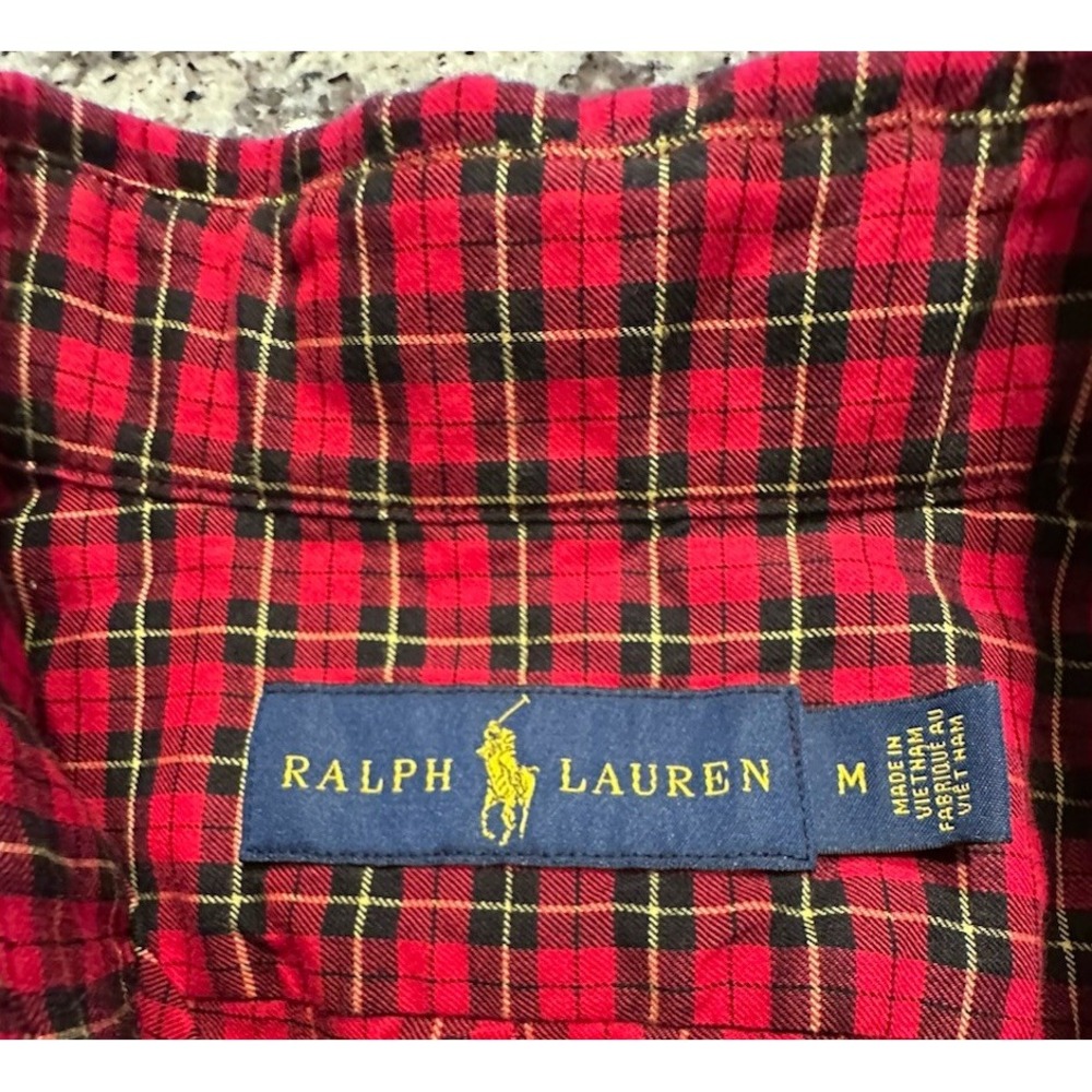 Ralph Lauren Shirt Mens Medium Red Blue Pony Button Down Long Sleeve Preppy - Picture 5 of 12